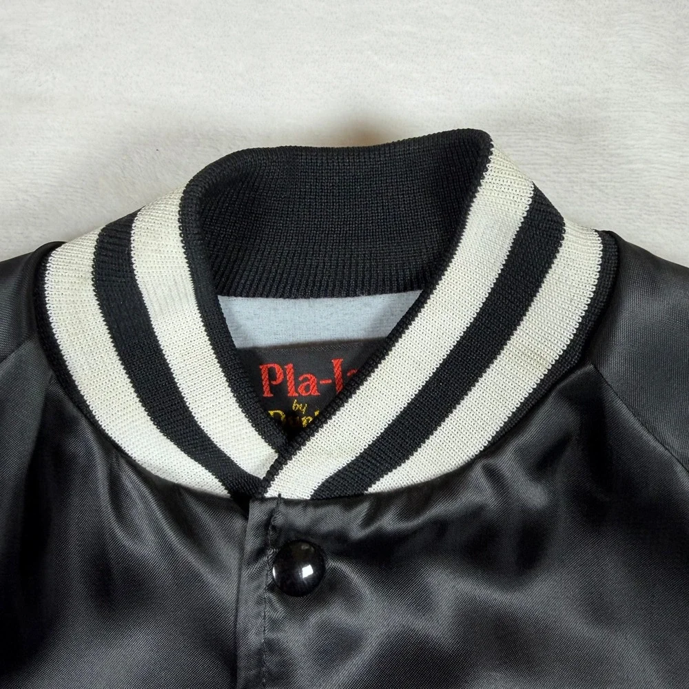 Vintage Pla-Jac McDonalds Mac Tonight Satin Jacket Black Varsity‎ Bomber Small